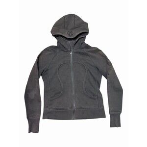 Lululemon Scuba Hoodie Black Full Zip Thick  Jacket Small Flaws Size Missing